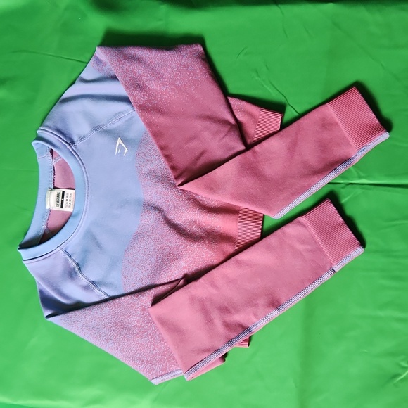 Gymshark womens long sleeve top multi color blues and purple multiple sizes - Picture 1 of 4